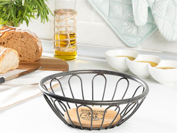 Holly 93% Metal 7% Mdf Bread Basket 20x8 cm Anthracite