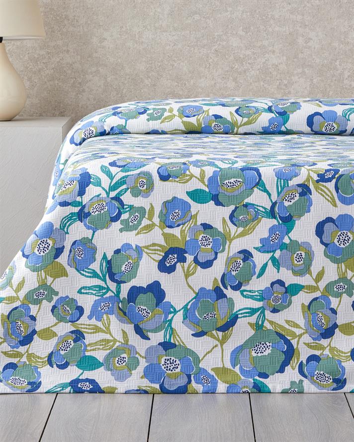 Summer Blooms Imprimat Cu Bumbac Double Pătură De Vară 200x220 cm Albastru