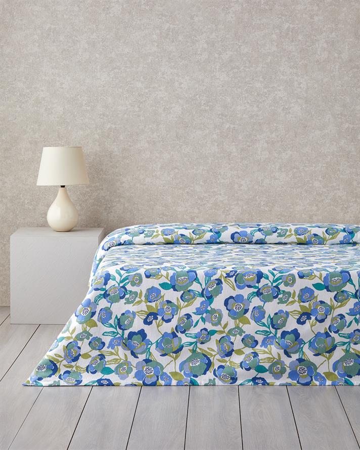 Summer Blooms Imprimat Cu Bumbac Single Pătură De Vară 150x220 cm Albastru