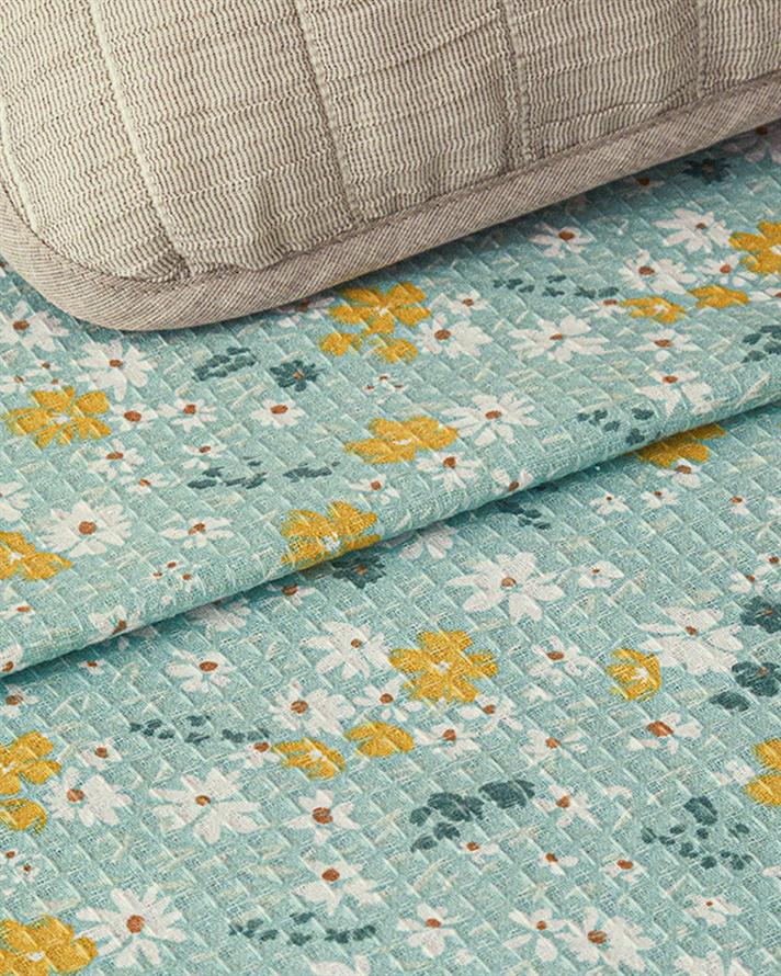 Chamomile Imprimat Double Pătură De Vară 200x220 cm Seledon