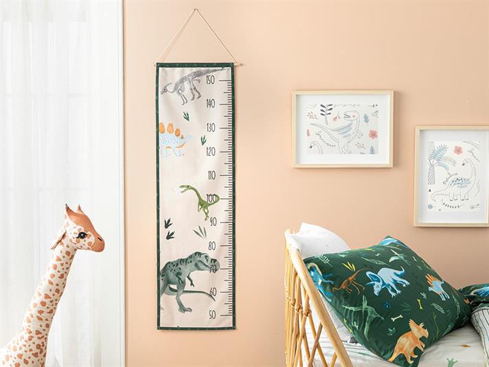 Indicator înalțime pentru copii, Dinosaurs World, 100 cm, poliester, bej