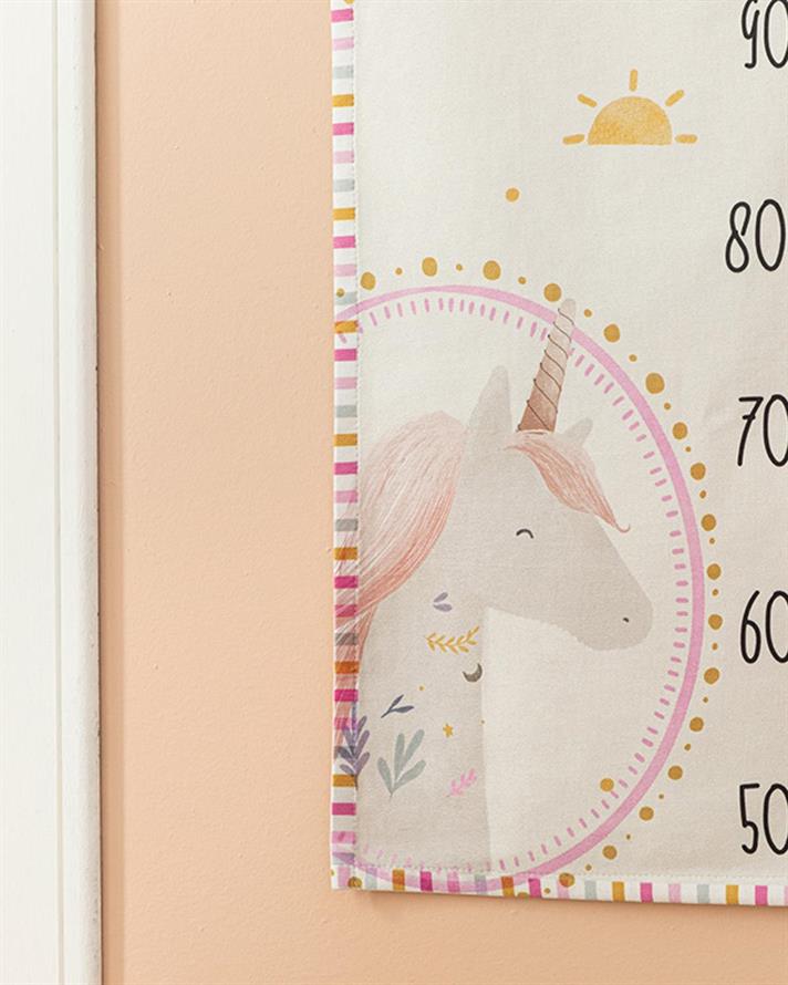 Indicator înalțime pentru copii, Unicorn, 100 cm, poliester, bej