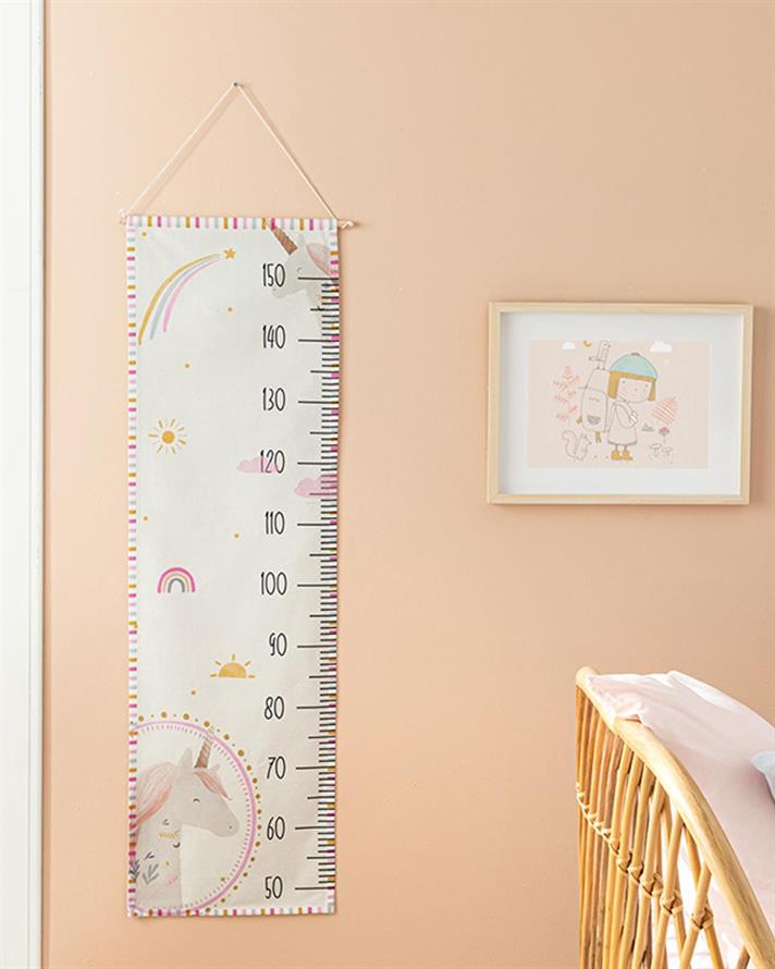 Indicator înalțime pentru copii, Unicorn, 100 cm, poliester, bej
