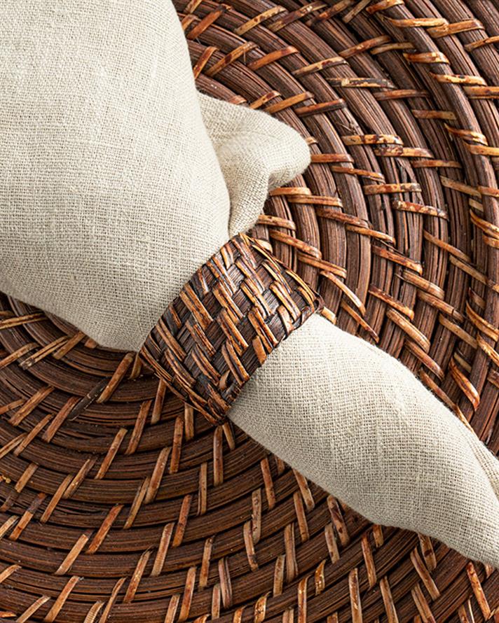 Inel șervețele, Aidan, rattan, 5x5 cm, maro