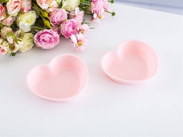 Heart Silicon 2 Set Cake Mould Pink