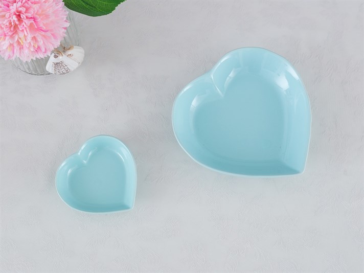 inimă Ceramică  5 piese Farfurie Gustări Ecru-Mentă