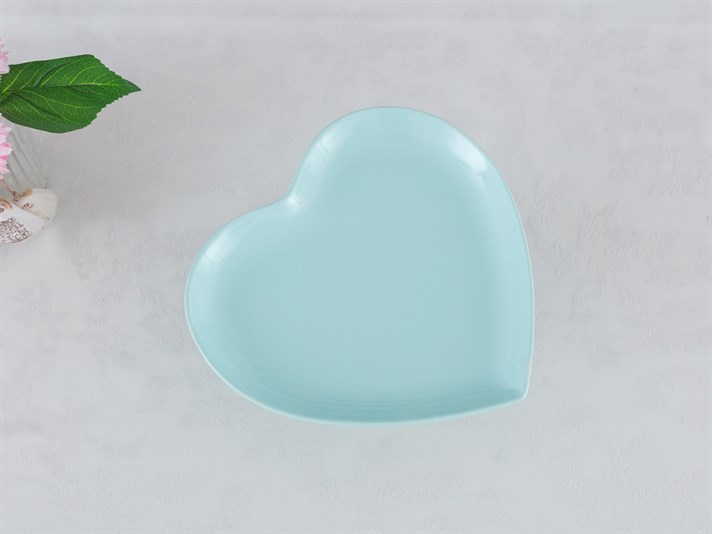 inimă Ceramică  Cu picior Farfurie Servire 26 cm Ecru-Mentă