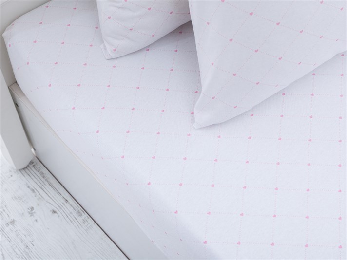 inimă Penye Double Set Cearșaf Cu Elastic 160x200 cm Roz