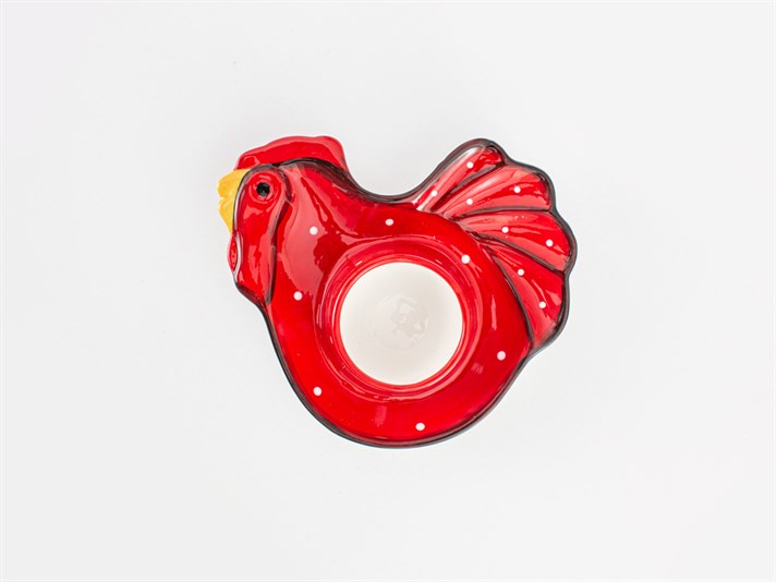 Inima de pui Ceramică Suport Pentru Lumânări 14x12x3.5 cm Roșu - Alb