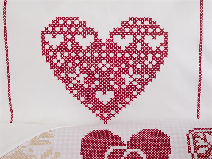 Inimi calde Bumbac Single Set Lenjerie De Pat 160x220 cm Roșu