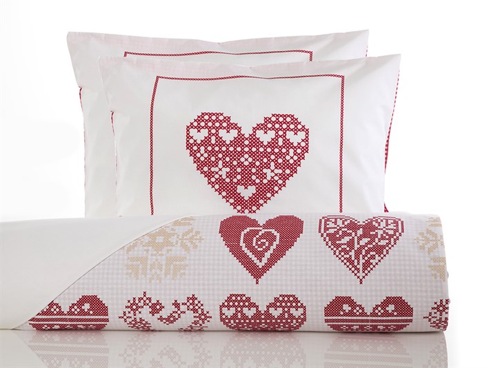 Inimi calde Bumbac Double Set Lenjerie De Pat 200x220 cm Roșu