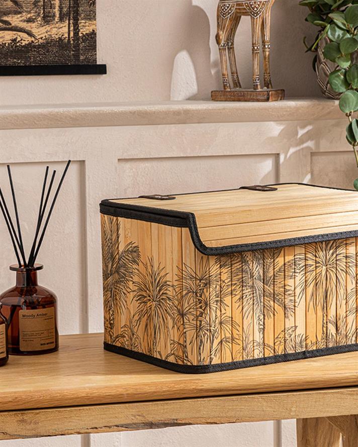 Insula Palm Bambus Cutie De Depozitare 32x22x12 cm Natural - Negru