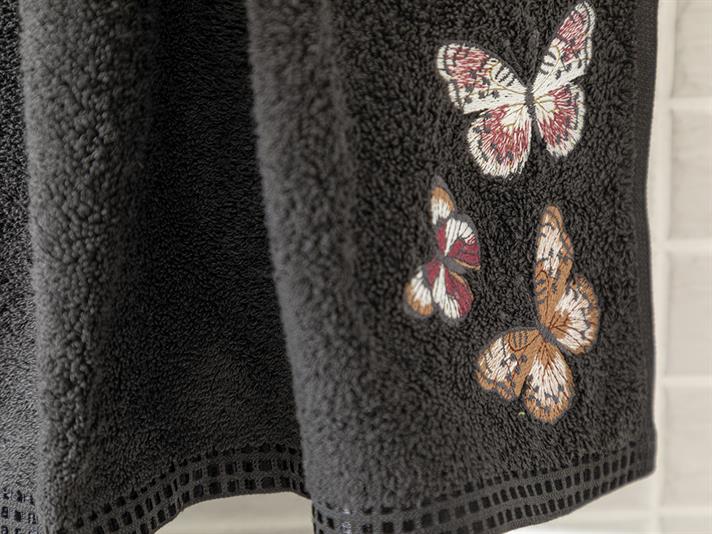 Iubire Fluture Cu Broderie Prosop De Față 50*80 Cm Antracit.