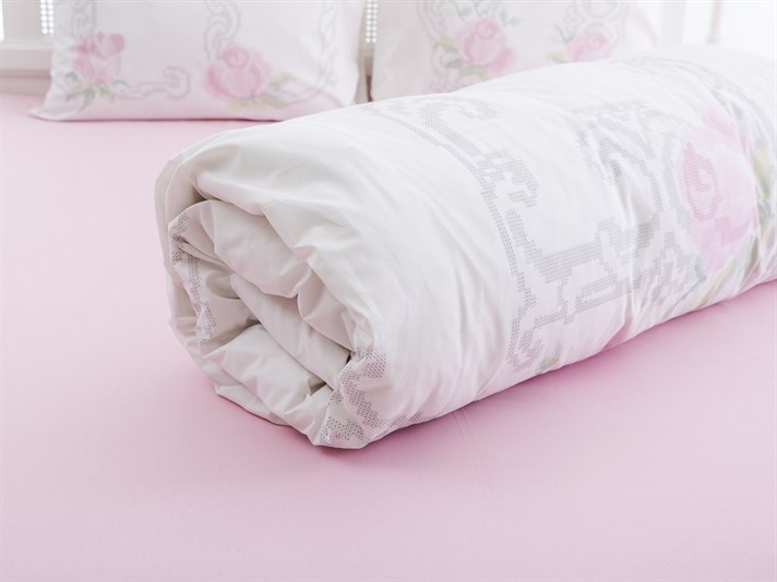 Iubiri vintage Bumbac Double Set Lenjerie De Pat 200x220 cm Roz