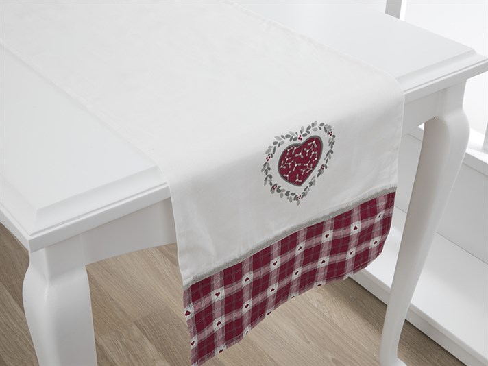 iubitor Cu Bumbac Ștergar Bucătărie 40x140 cm Alb - Roșu