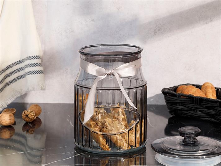 Jade Glass Storage Jar 2,6 L Gray
