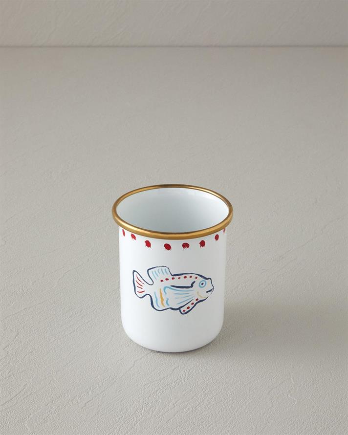 Jolly Fish Email Pahar 350 ml Alb - Albastru