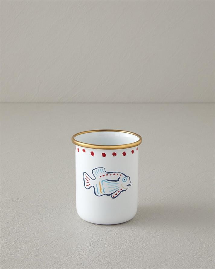 Jolly Fish Email Pahar 350 ml Alb - Albastru