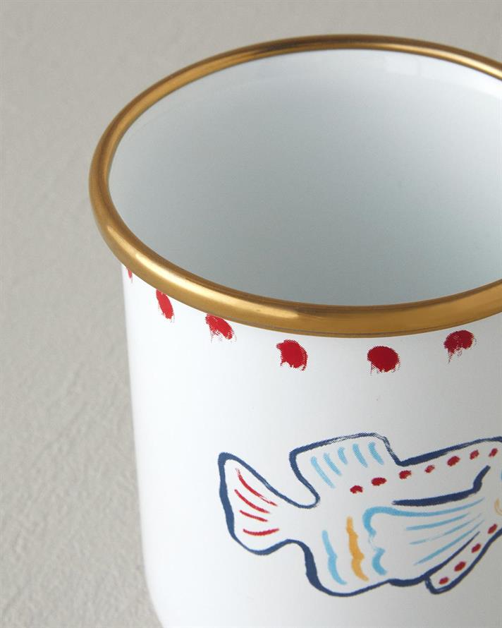 Jolly Fish Email Pahar 350 ml Alb - Albastru