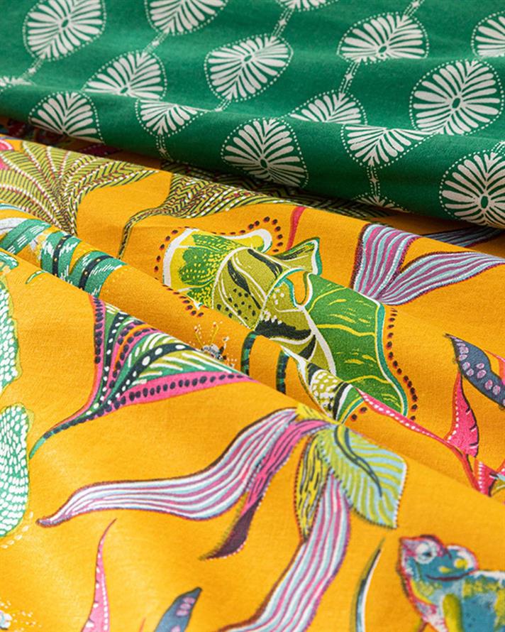 Jungle Life Cu Bumbac King Size Set Lenjerie De Pat 240x220 cm Galben Închis