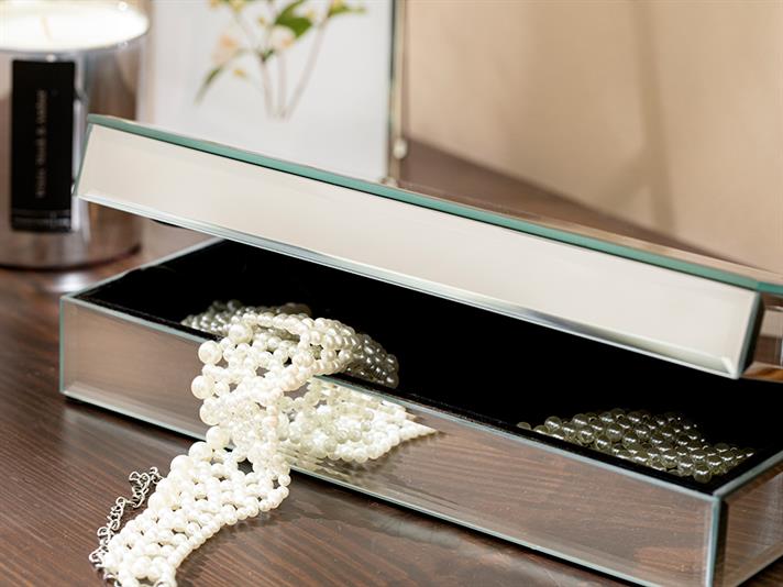 Cutie decorativă, Kate, sticlă, 25x11x6,5 cm, argintiu