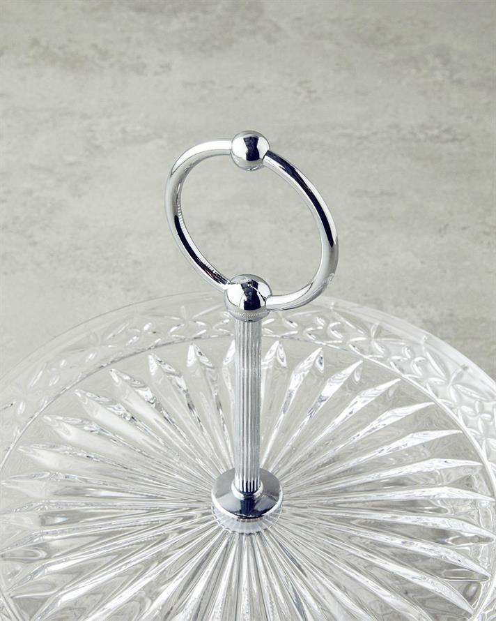 Platou de servire etajat, Kelly, sticla, 20x26 cm, transparent