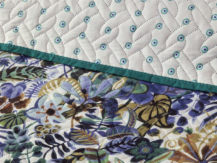 Cuvertura pat reversibila King Size, Floral Charm, poliester, 240x220 cm, bleu