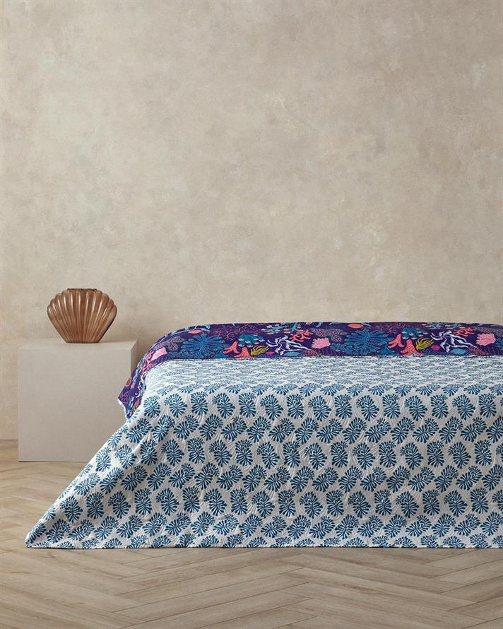 Cuvertura pat reversibila, King Size, Nautical Dreams, poliester, 240x220 cm, albastru