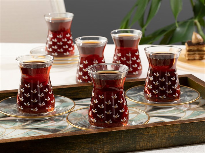 Kokina Glass 6 pcs Tea Set 130 ml Gold