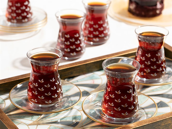 Kokina Glass 6 pcs Tea Set 130 ml Gold