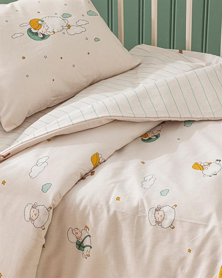 Kuzu Set Lenjerie De Pat Pentru Copii Unisex, Bumbac, 100*150 Cm, Gri Deschis