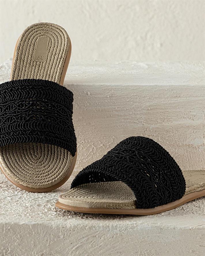 Lace Straw Sandale Damă, 36, Natural