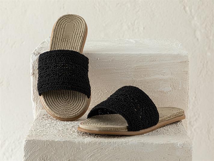 Lace Straw Sandale Damă, 38, Natural