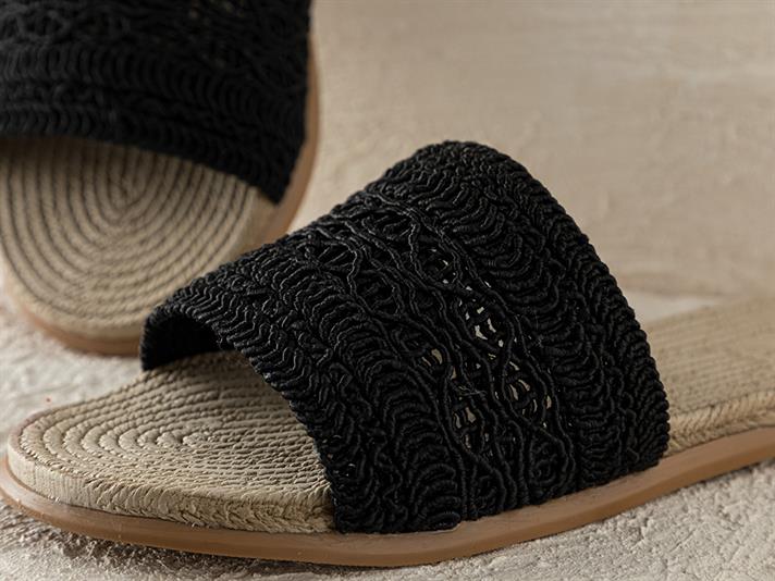 Lace Straw Sandale Damă, 39, Natural