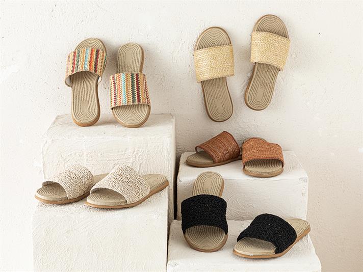 Lace Straw Sandale Damă, 39, Natural