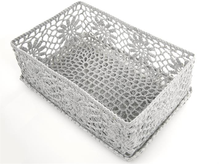 Lady Crochet Capped Decorative Box Gray
