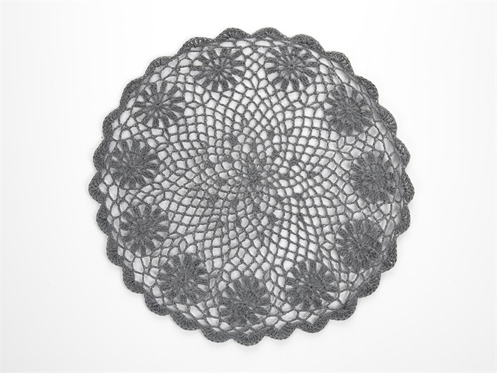 Lady Croșetat Rotund Placemat Masă 35 cm Gri Închis