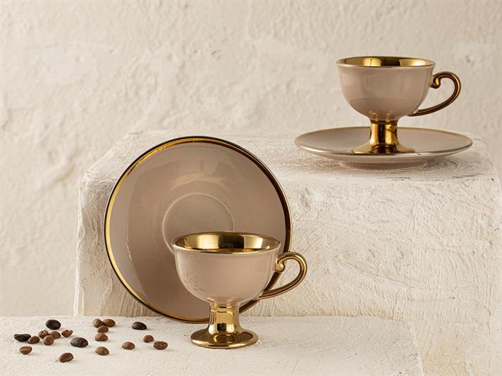 Lalia New Bone China 4 Bucati Pentru 2 Persoane Ceașcă De Cafea 90 Ml Bej.