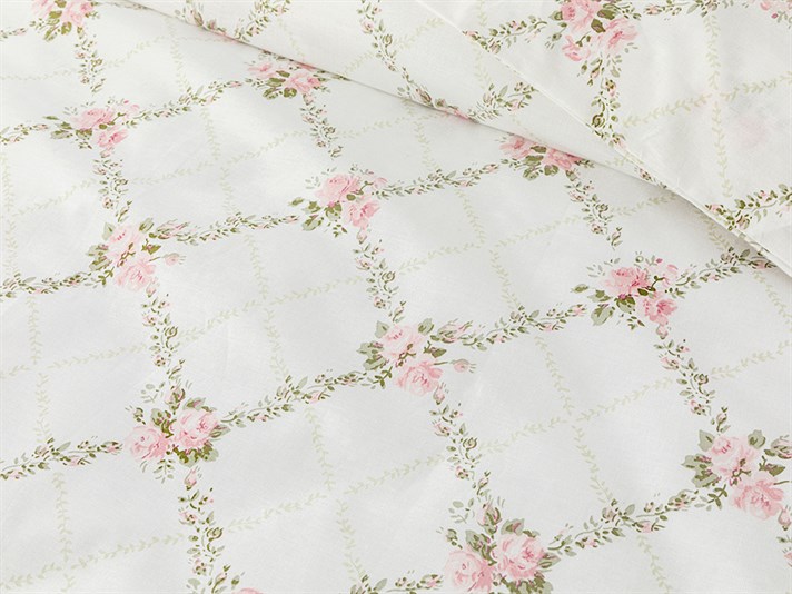 Lanț de trandafiri Cu Bumbac King Size Set Lenjerie De Pat 240x220 cm Roz Deschis