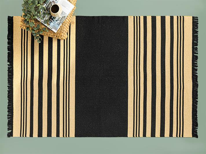 Lara Tiar Țesătură Pled 80x150 cm Crem Negru