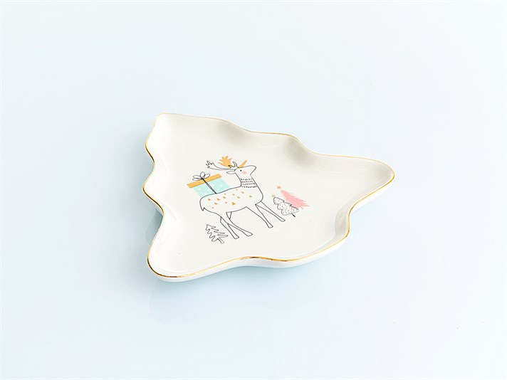 Let it Snow Bone China Cake Plate Red