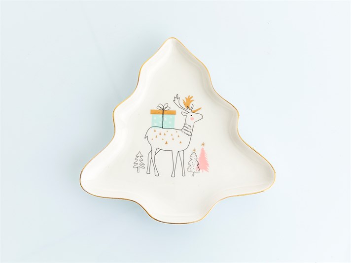 Let it Snow Bone China Cake Plate Red