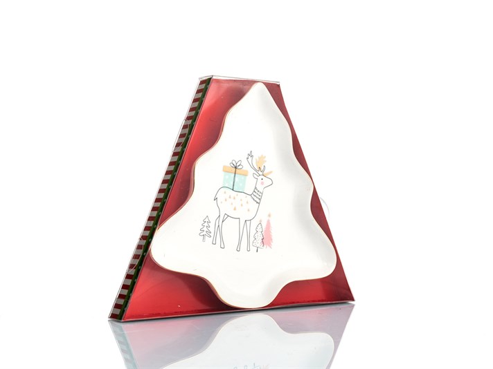 Let it Snow Bone China Cake Plate Red