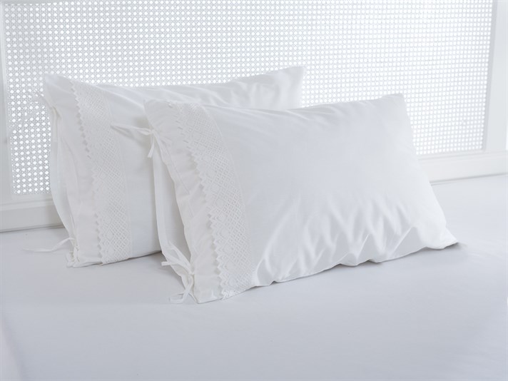 Lavina Cu Kopanaki Cu 2 Piese Față De Pernă 50x70 cm Alb