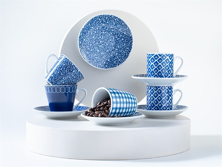 Leafnet Porcelain 4 Parça 2 Kişilik Coffee Cup Set 80 ml Dark Blue