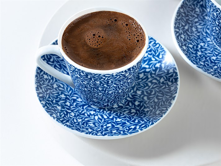 Leafnet Porcelain 4 Parça 2 Kişilik Coffee Cup Set 80 ml Dark Blue