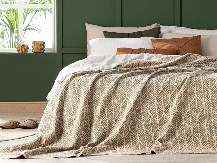 Leafnet Cu Bumbac Double Pătură 200x220 cm Verde