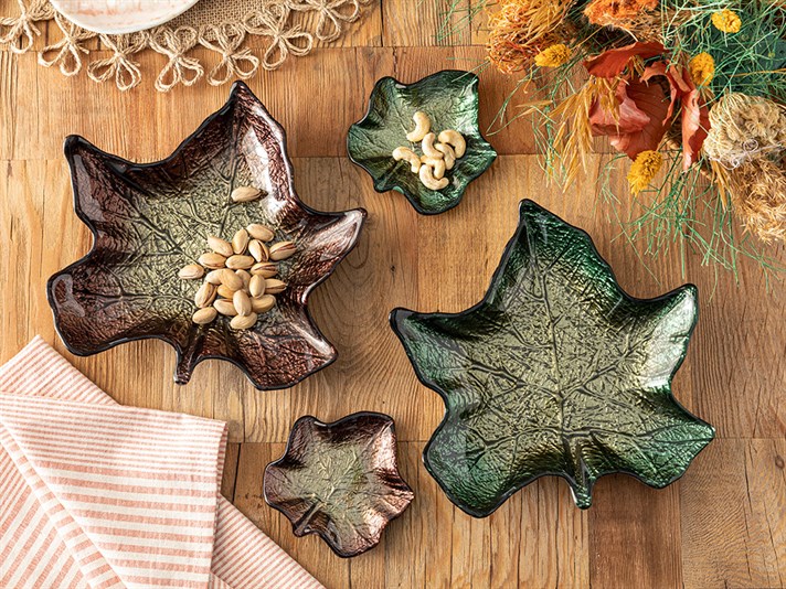 Leafy Glass Appetizers 11 cm Brown