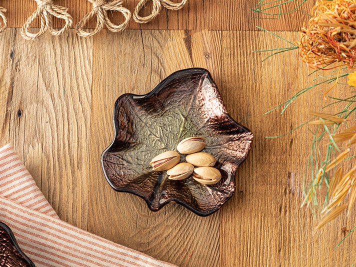 Leafy Glass Appetizers 11 cm Brown