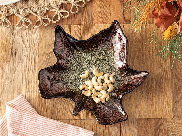 Leafy Glass Cookie 22 cm Brown